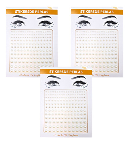 Pack 3 Stickers Strass Pegatina Adhesivas Perlas Faciales