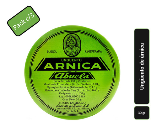 Pomada Corporal Arnica De La Abuela 30gr Pack C/3