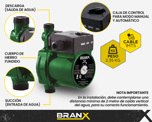 Bomba Presurizadora De Agua Branx 100w Elevadora Presion 9m