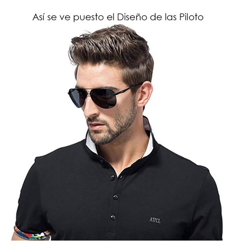 Imagen 3 de 8 de Gafas De Sol Hombre Piloto Aviador Polarizadas Filtro Uv400