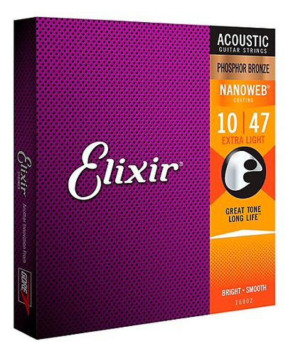 Elixir Originales E.u 10-47 Cuerdas Guitarra Acústica 16002