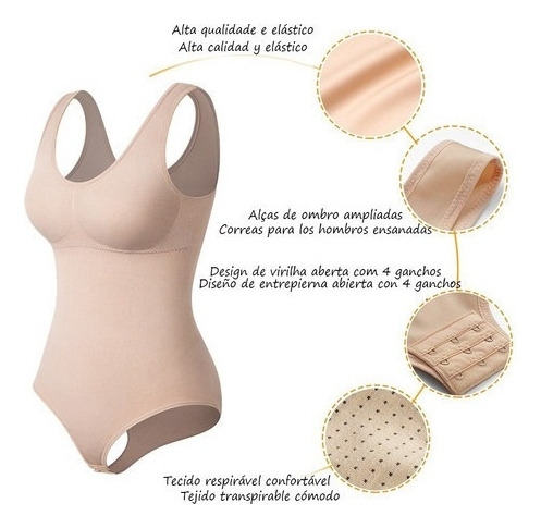 . Body Con Cuello En V For Mujer Con Control De Barriga
