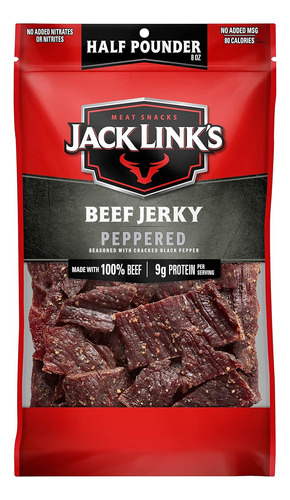 Jack Link's Beef Jerky, Con Pimienta, Bolsa De 1/2 Libra - B
