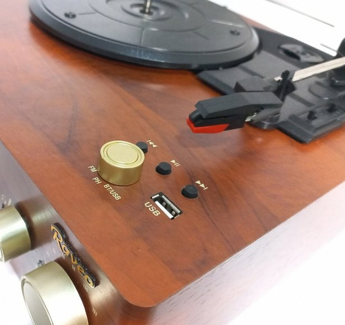 Toca Disco Raveo Studio Radio Fm Usb Bluetooth Brown