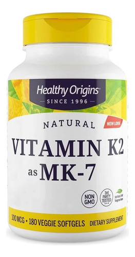 Healthy Origins, Vitamina K2 Como Mk7, 100mcg, 180 Cápsulas 