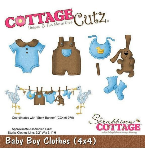 Scrapbook Suaje Corte Tendedero Ropa Niño Baby Shower Boys