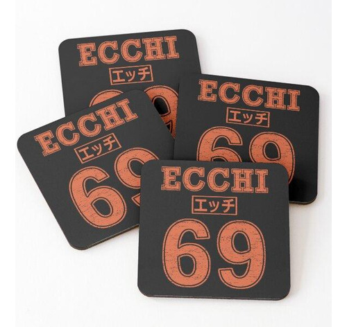 Set Posavasos Ecchi 69, Texto De Anime, Tipografía, Kawaii,