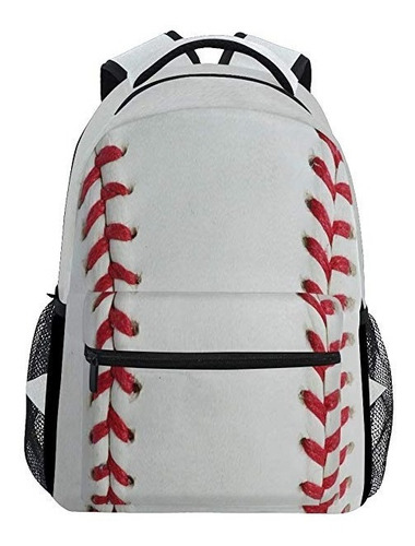 Costura De Béisbol Roja Mochila Para Portátil, Resistente De