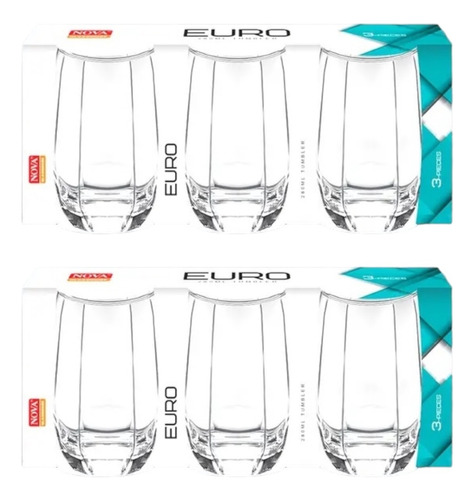 Vasos Modernos Vidrio Set 6 Piezas Para Mesa Cócteles 280 Ml