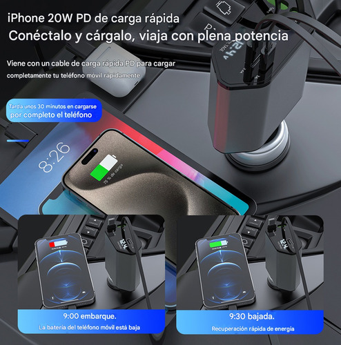 4 En 1 Cargador Retráctil De Coche De Carga Rápida General