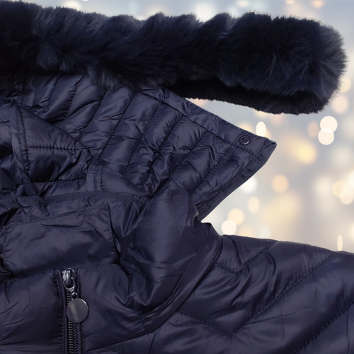 Campera Talla Grande Inflable Larga Piel Capucha Desmontable