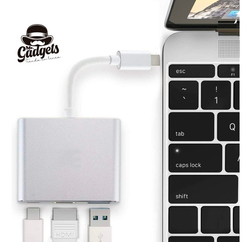 3 En 1 Usb Hub Adaptador Pd 3.0 Tipo C Hdmi 4k Para Mac iPad