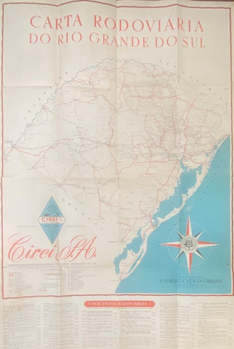 Mapa Carreteras Rio Grande Do Sul76 X 112 Cms.    Ar3