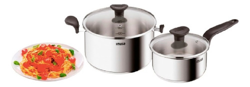 Batería De Cocina Imusa 4 Piezas Primary Acero Inoxidable Color Plateado