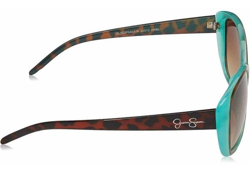 Lentes Sol Jessica Simpson Gafas Mujer Mod. J5012 Cool Wide Lente Verde Musgo Varilla Animal Print Armazón Turquesa Diseño Cat Eye
