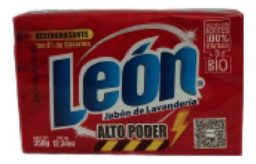 6 Pz De Jabón De Lavandería León Alto Poder De 350g C/u