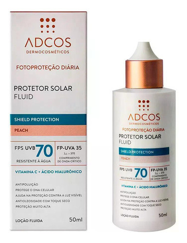 Protetor Solar Fluid Shield Fps70 Colors 50ml Adcos Peach