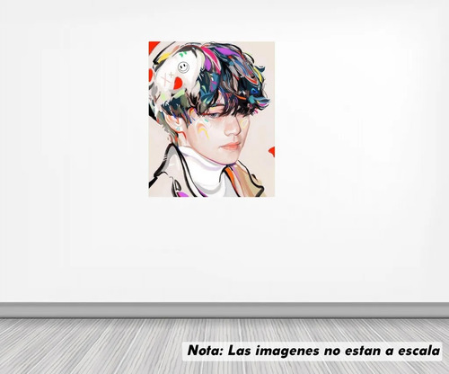 Vinil Sticker Pared 90cm Bts V Dibujo Vector Colores 22b