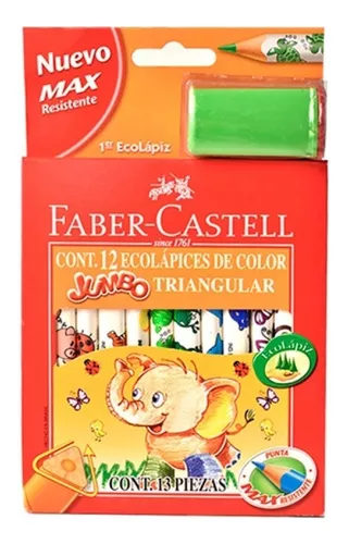 LAPICES DE COLORES FABER-CASTELL GRIP LARGO JUMBO X 12 UNID.