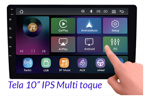 Central Multimídia Mp5 10' Pol Rs-10200br Carplay Sem Fio