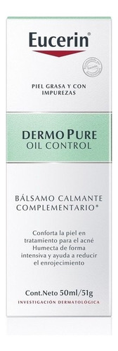 Eucerin Dermopure Oil Control Balsamo Calmante 50ml. Momento de aplicación Día/Noche Tipo de piel Piel Acneica