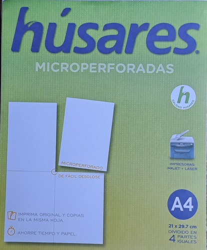 Papel A4 Húsares Microperforadas En Cruz Venta X 100 Hjs Color Blanco