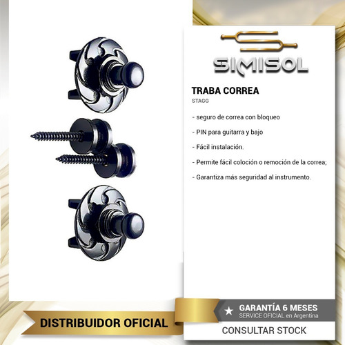 Imagen 2 de 4 de Traba Correa Straplock Cromado Guitarra Bajo Stagg Ssl1 Cr