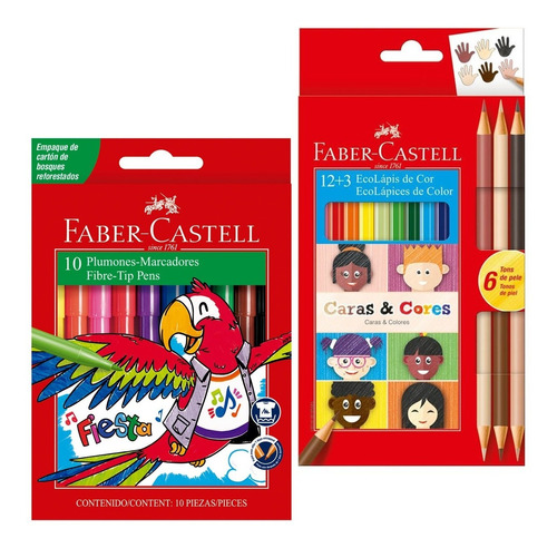 Kit Lápices Caras Y Colores + Marcador Fiesta  Faber Castell