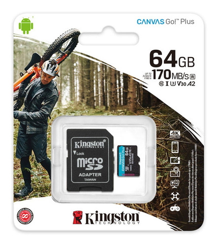 Imagen 3 de 5 de Kingston Microsdxc 64gb Go Plus Clase 10, Uhs-i, U3, V30, A2