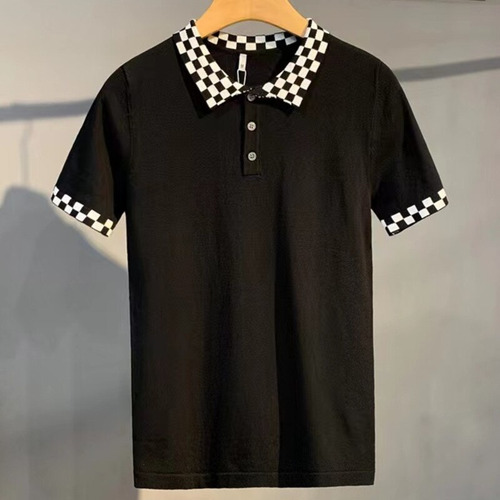 Playera A Cuadros De Manga Corta Para Hombre, Playera De P