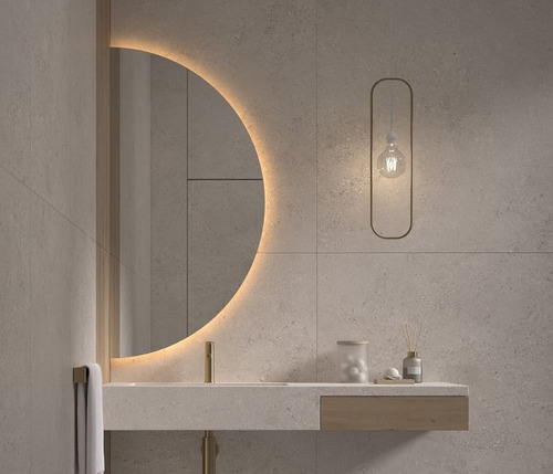 Espejo Semicircular Con Luz Led Diámetros 80 Cm