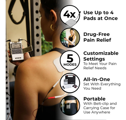 Estimulador Muscular Tens 7000 Recargable 4 Electrodos