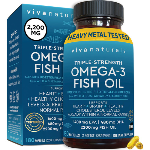 Aceite De Pescado Viva Naturals Omega 3 De Triple Concentrac