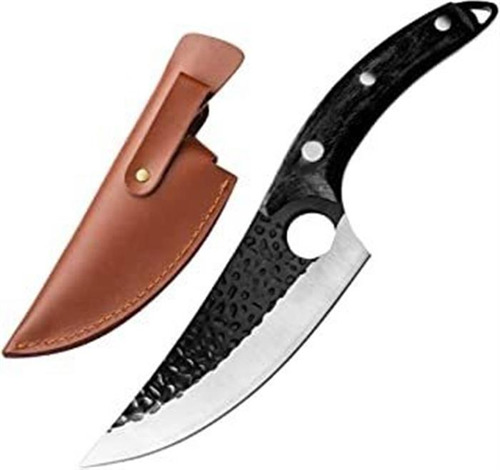 Cuchillos Vikingos, Cuchillo De Carnicero Negro Forjado  Cch