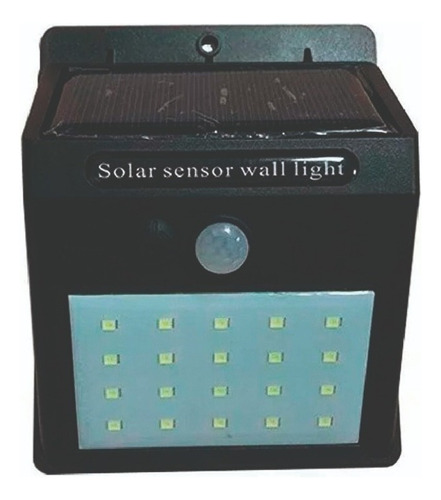 Faro Farol Led Lampara Solar Exterior Con Sensor Carcasa Negro Luz Blanco Frío