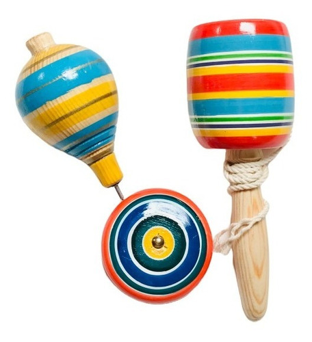 35 Piezas | Juguetes Artesanales | Trompos | Yoyo | Balero |