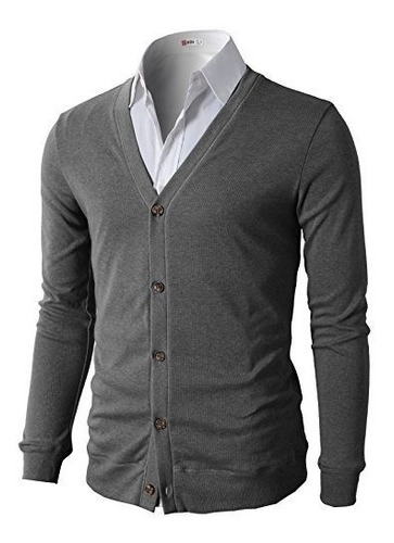 H2h Chaquetas De Punto Slim Casual Vneck Basico Boton De Man