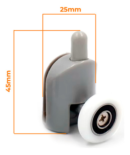 Rueda Simple Inferior X4 Inomax Para Mampara Corrediza De Box De Ducha, Recta O Curva, Vidrios De 4 A 6 Mm