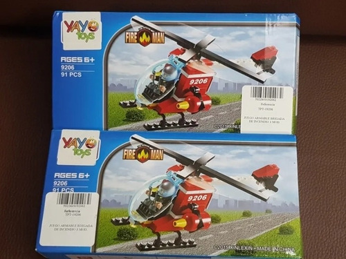 Bloques Yayo Toys 9206 Fire Man Helicoptero De Rescate.