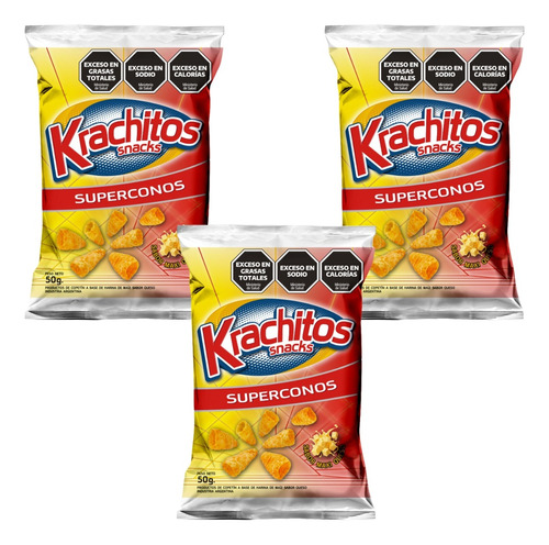 Pack X 3 Super Conos Krachitos Snacks X 50 Grs.