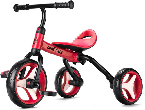 Triciclo Para Niños 4 En 1 Ajustable Color Rojo Marca Ygjt 