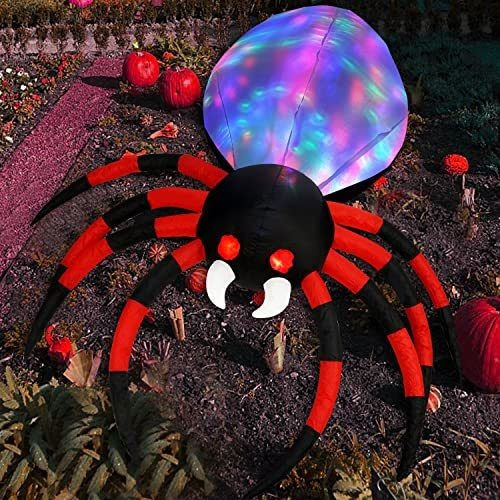 Atdawn - Araña Inflable De Halloween Con Luz Mágica - Araña 
