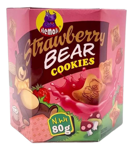 Cookies Rellenas Sabor Frutilla Bears X80gr Hemali