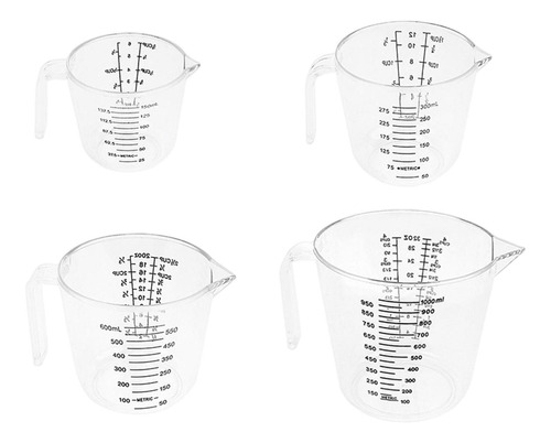 4 Tazas Medidoras, Jarras Medidoras Ligeras Transpa [u]