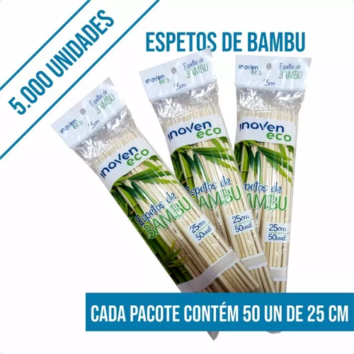 5.000 Palitos De Bambu Espetos Sem Farpas P/ Churrasco 25cm