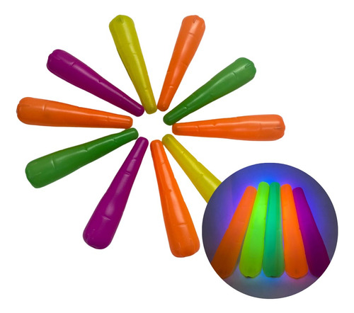 Maracas Zanahoria Fluo X 10 Plastica Cotillon Carioca Fiesta