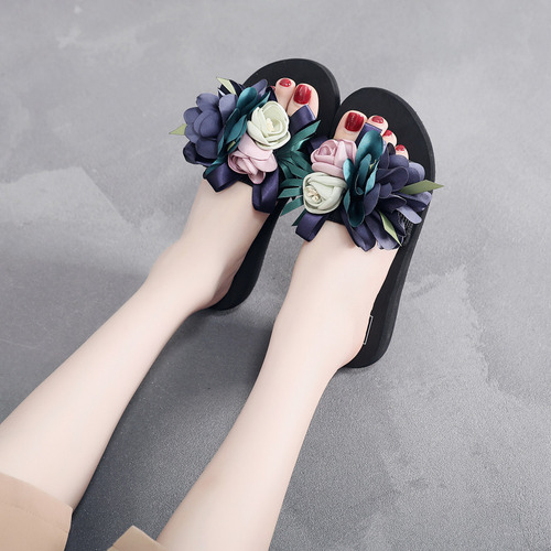 Sandalias De Verano Con Cuñas De Flores Bohemias Para Mujer,