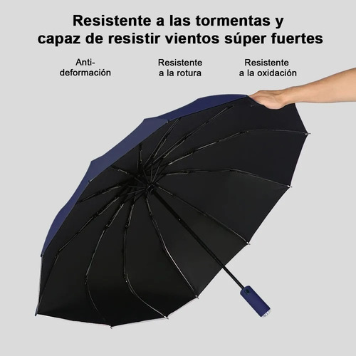 Banna Azul Paraguas Plegable Automático, Antiviento, Luz Led, Abrir Y Cerrar Automático, Robusto Ligero Resistente, , Adultos, Hombres Y Mujeres, Grande Con 12 Varillas