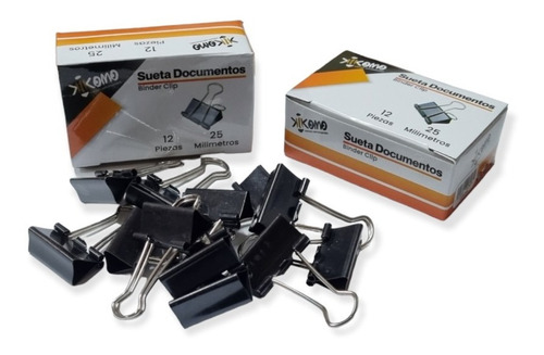 Caja Con 12 Sujeta Documentos Binder Clip Pinza