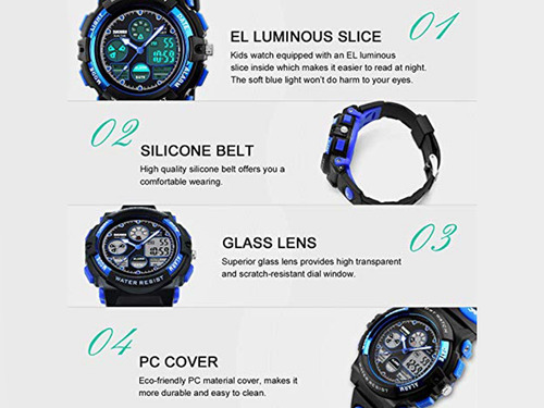 Reloj Digital Impermeable Y Deportivo P/niños Negro